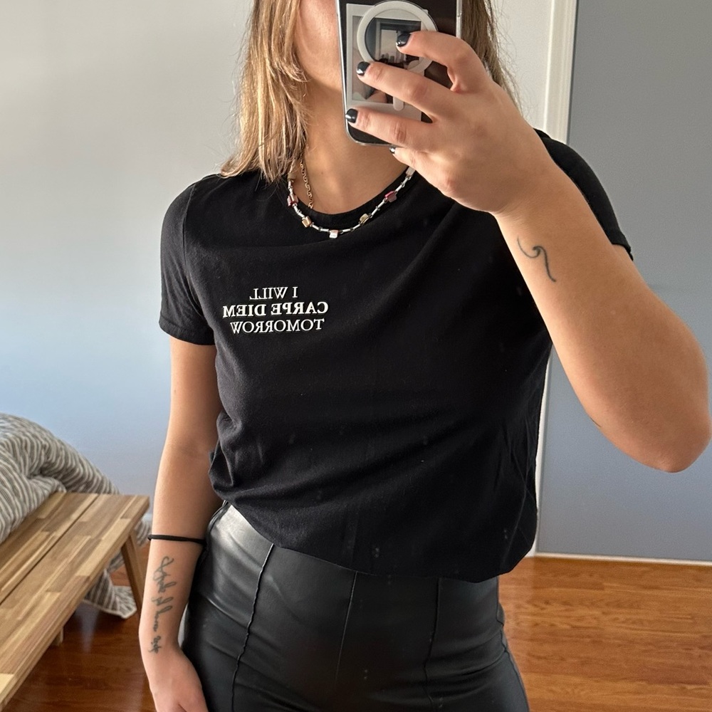 Black TShirt “ I Will Carpe Diem Tomorrow “  size M